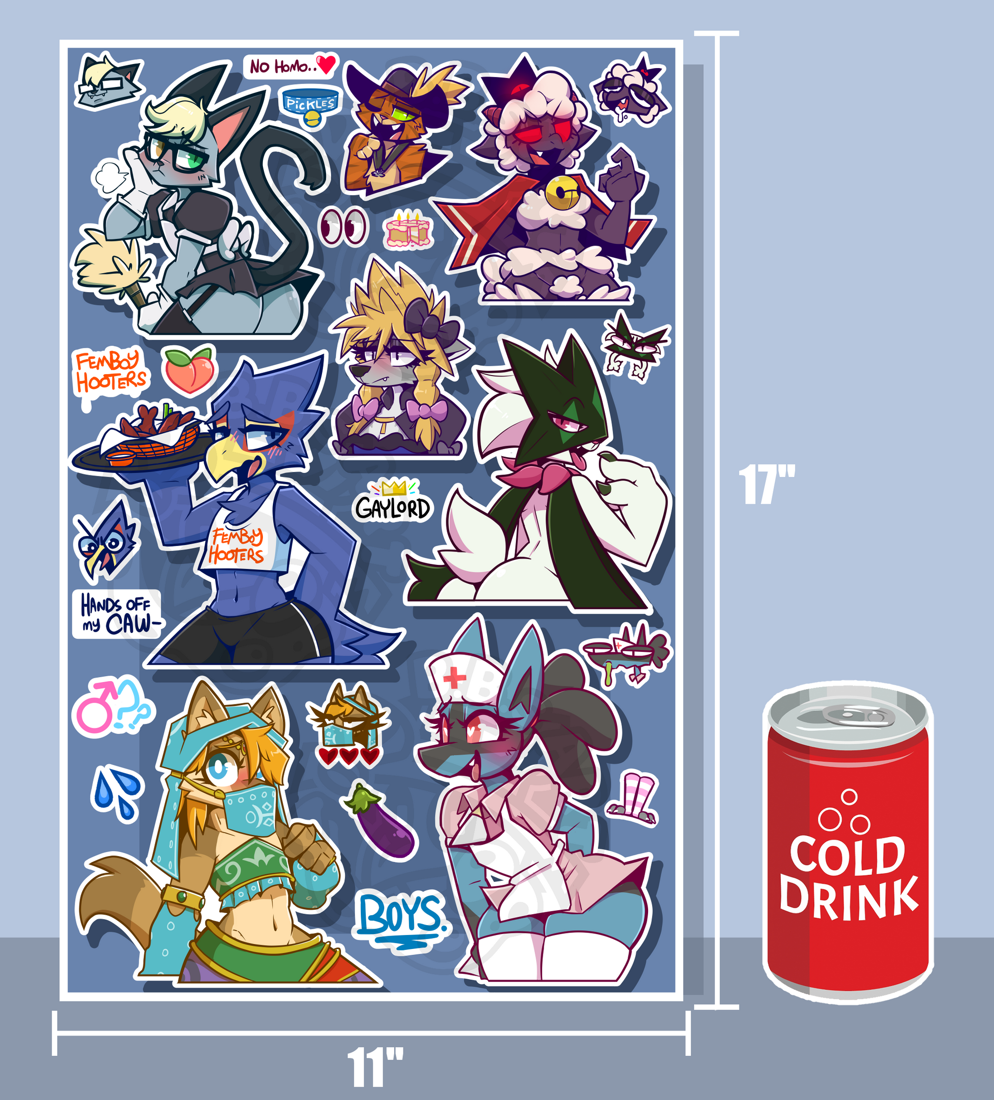 'FEMBOYS' JUMBO 11x17in Sticker Sheet
