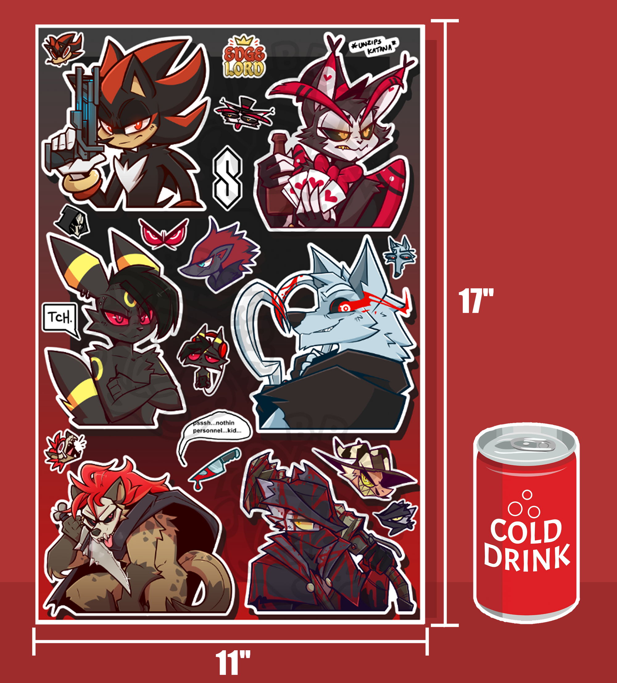 'E D G E L O R D S' JUMBO 11x17in Sticker Sheet
