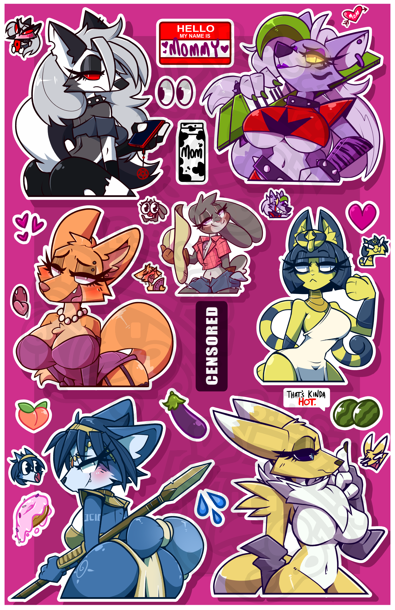 'FURRY WAIFUS 1' JUMBO 11x17in Sticker Sheet