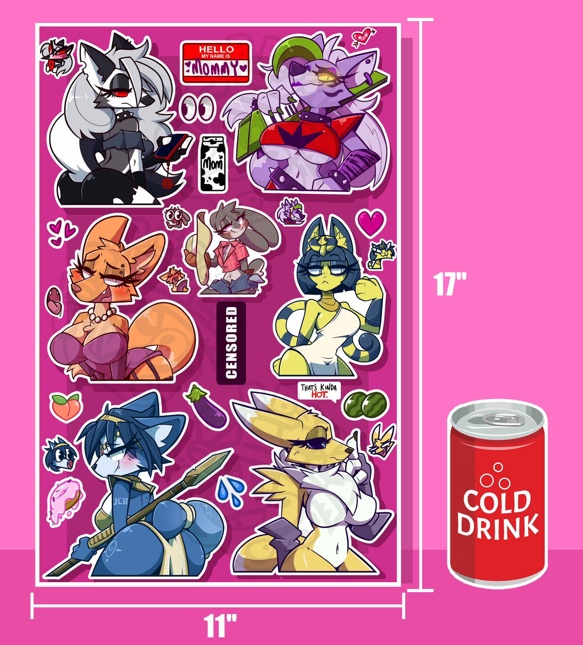 'FURRY WAIFUS 1' JUMBO 11x17in Sticker Sheet