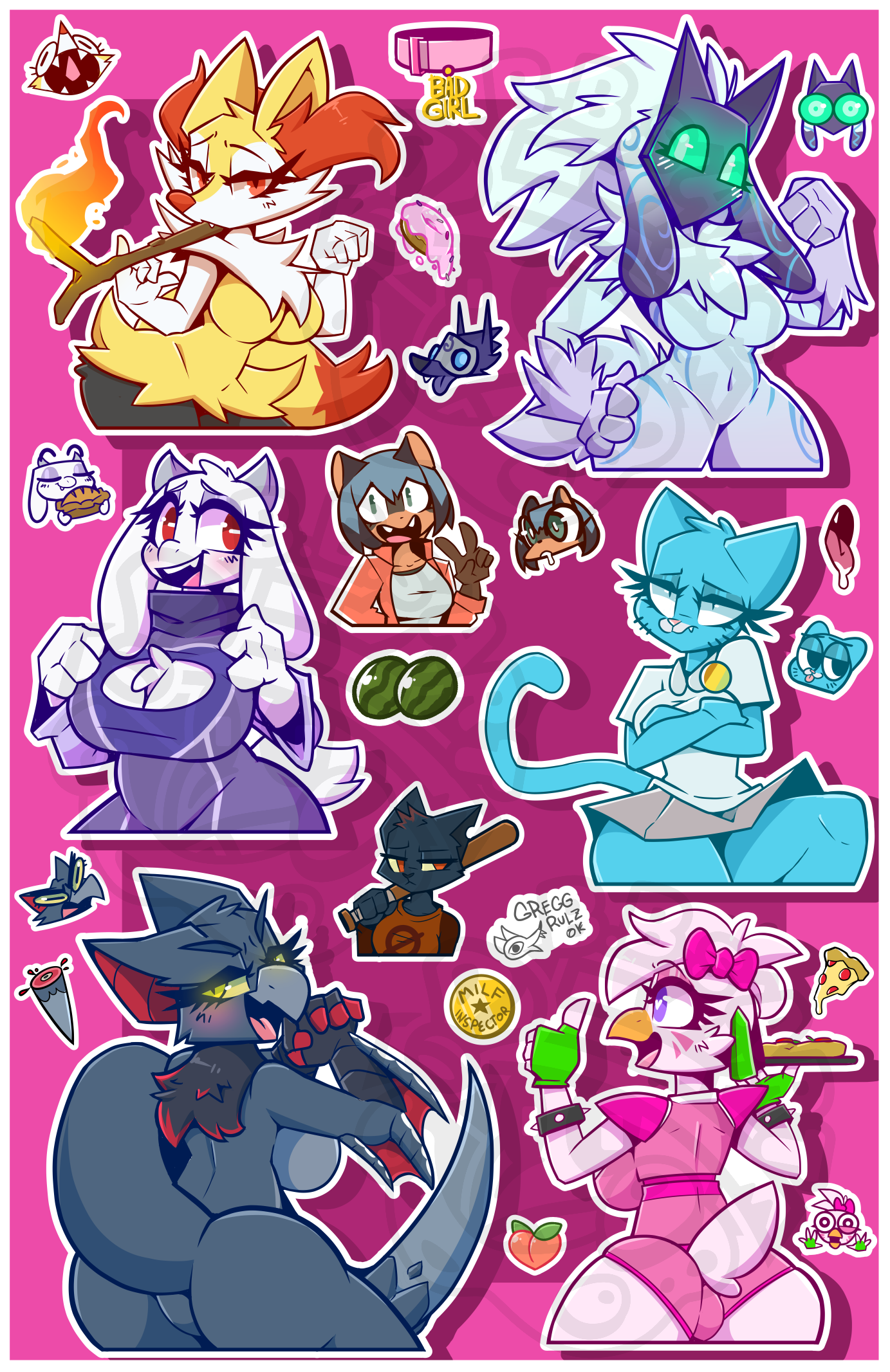 'FURRY WAIFUS 2' JUMBO 11x17in Sticker Sheet