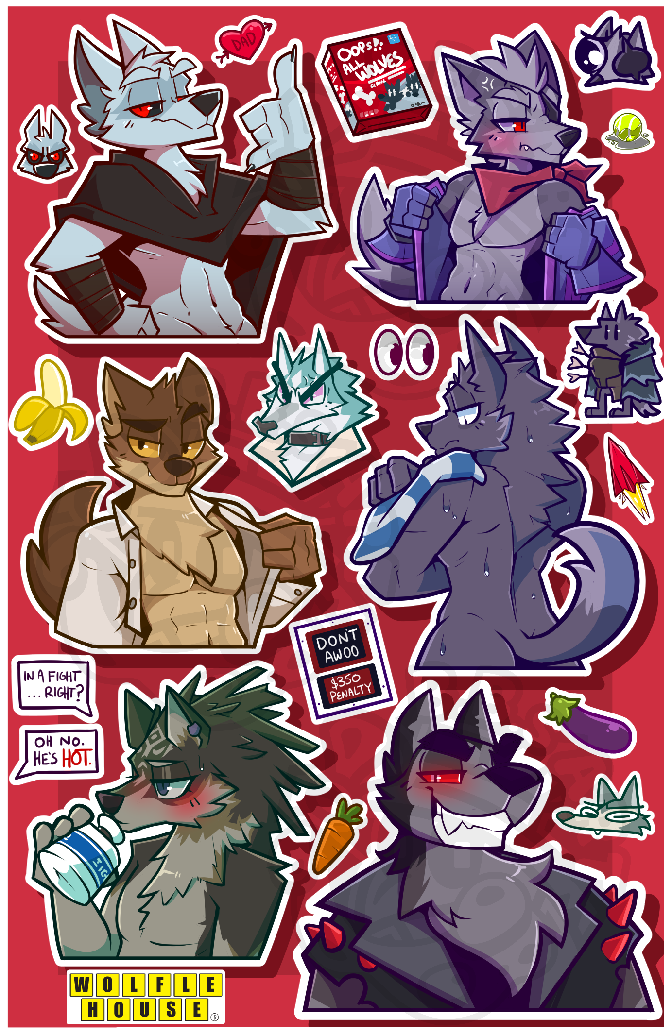'OOPS ALL WOLVES' JUMBO 11x17in Sticker Sheet