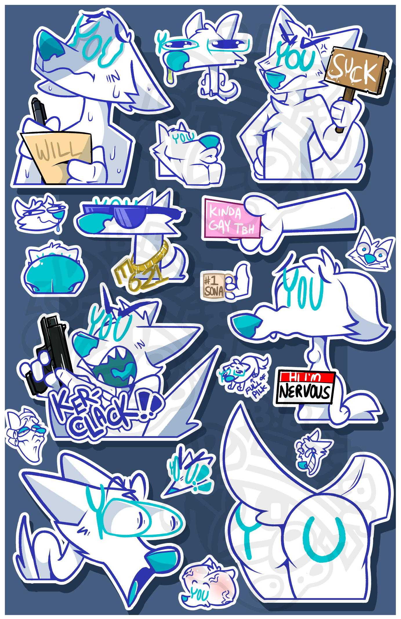 'YCH DOG!' JUMBO 11x17in Sticker Sheet