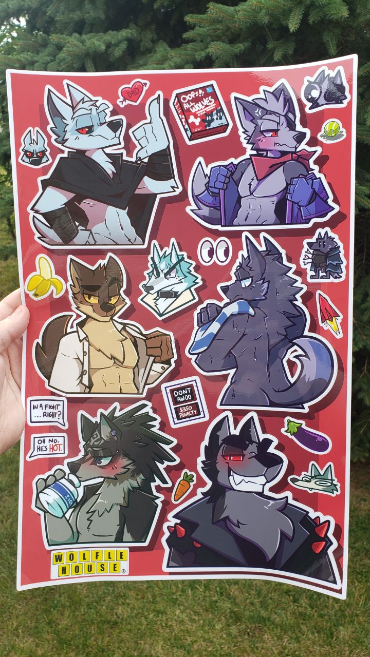 'OOPS ALL WOLVES' JUMBO 11x17in Sticker Sheet